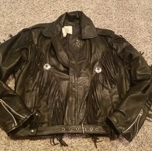 Vintage Black Leather Moto Jacket